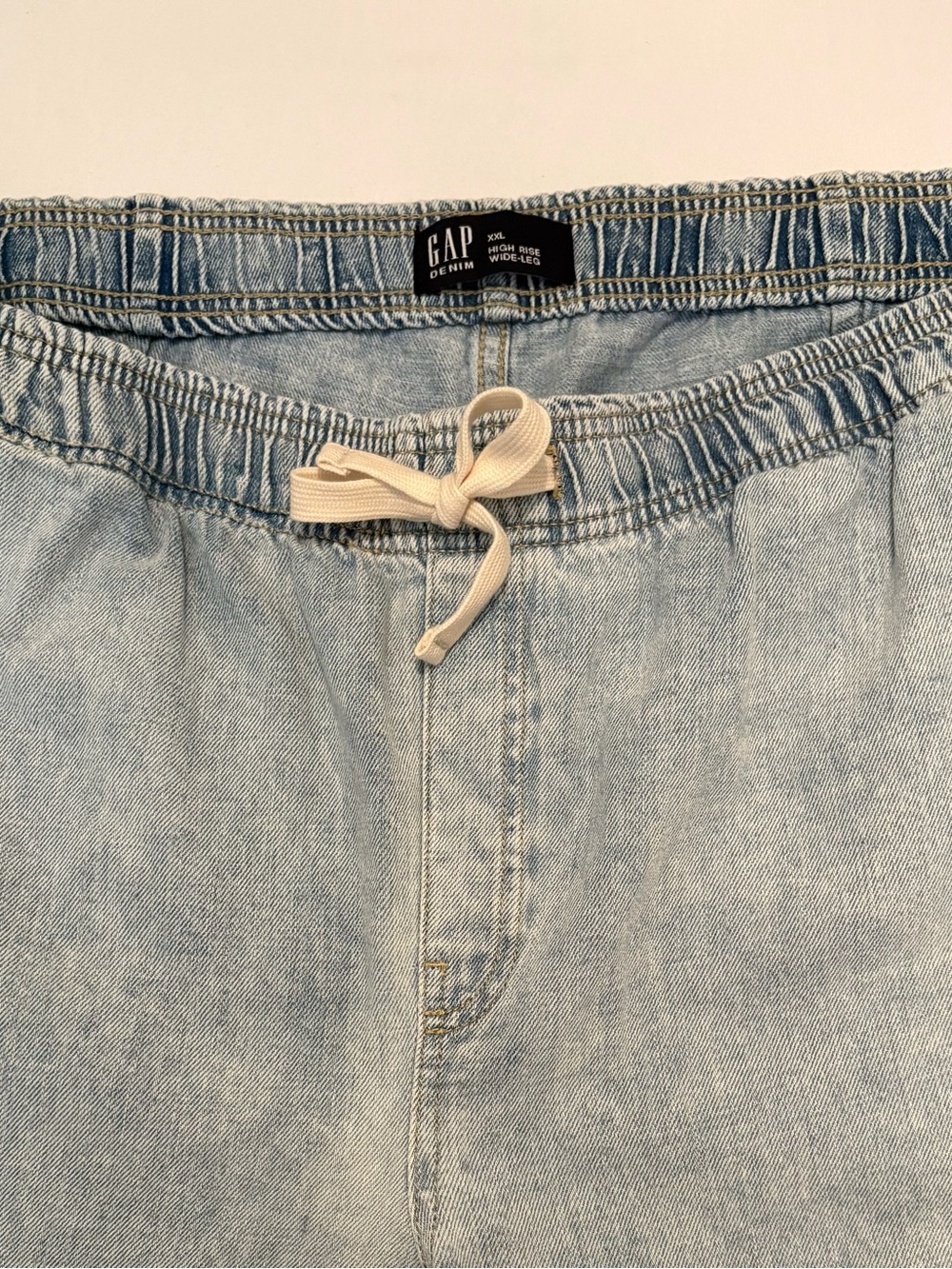 Gap Women’s High Rise Pull-On Wide-Leg Jeans Light Wash Size XXL - Picture 4 of 8